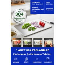 Just Art 1 Adet Paslanmaz Çelik Büyük Boy Mutfak Kesme Tahtası Et Sebze Doğrama Tahtası