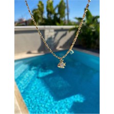 Bade Jewelry Fd Gold Taşlı Balık Detaylı Kararmaz Çelik Şık Halhal