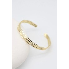 Bade Jewelry Vip Gold Dagalı Tasarım Çoklu Görünümlü Ayarlanabilir Kararmaz Çelik Şık Kelepçe Bilezik
