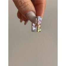 Bade Jewelry Premium Taşlı Dikdörtgen Renkli Küpe