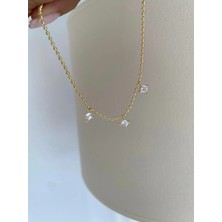 Bade Jewelry Fd Gold Ince Dorikalı Sarkıt Taş Detaylı Kararmaz Çelik Şık Halhal