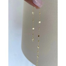 Bade Jewelry Fd Gold Yıldız Sıralı Kararmaz Çelik Şık Halhal