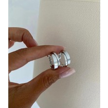Bade Jewelry Fd Silver 2’li Tasarım Basic Kararmaz Çelik Şık Küpe