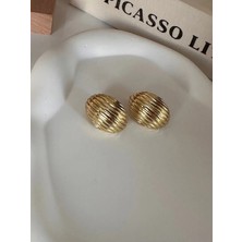 Bade Jewelry Vip Gold Kabuk Tasarım Modern Kararmaz Çelik Küpe
