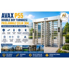 Perkotek Avax P55 Double Boy Turnikesi 304 Paslanmaz Çelik Çift Geçişli Yüksek Güvenlik Turnikesi