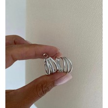 Bade Jewelry Fd Vip Silver 3lü Buğulu Detaylı Basic Kararmaz Çelik Şık Küpe