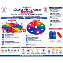 Magic Lady 2 Li Set Paraşüt Gökkuşağı ve Sıçan Kaç Oyunu 300 cm Çocuk Grup Aktivite Oyun Örtüsü