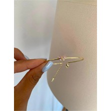 Bade Jewelry Fd Vip Gold Pembe Taşlı Kelebek Detaylı Kararmaz Çelik Şık Çıtır Bileklik
