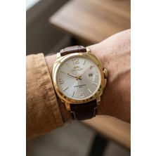 Slazenger Altın Kasa Erkek Kol Saati | 40 mm Kasa, Kahverengi Deri Kordon, Şık Tasarım