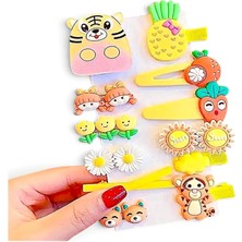 Sheker Home Kız Çocuk & Bebek Sarı Pens/çıtçıt Toka Seti 14 Adet – Saç Aksesuarı