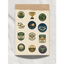 Mimu Shop Mimu Tenis Sticker Seti 12'li - Laptop ve Matara Dekoratif Sticker Retro Set