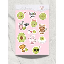 Mimu Shop Mimu Tenis Sticker Seti 12'li - Laptop ve Matara Dekoratif Sticker Kawaii Set
