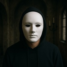 Toyfest Beyaz Kalın Karton Maske Gizemli Yüz Maskesi Kostüm ve Dekor Kullanımı Için Uygun
