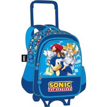 Wiggle Sonic Çekçekli Okul Çantası Mavi Üç Bölmeli