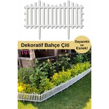 Dekozum Dekoratif Bahçe Çiti Plastik Beyaz Çit Tek Peyzaj Çiti Çiçek Koruma Çiti 15 Adet 8.85 Metre