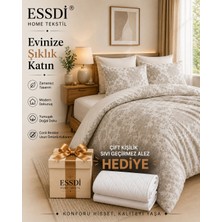Essdi Home Tekstil Çift Kişilik Nevresim Takımı Beyaz - Bej Düz Desen 200 x 220 cm