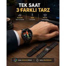 Astraltech Amoled Ekranlı Akıllı Saat – 3 Kordon Seçenekli, Suya Dayanıklı, Kalp Atış ve Uyku Takip Özellikli