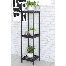 Dekozum Rose 3 Raflı Çiçeklik Saksılık Çiçek Saksı Standı Siyah