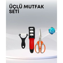 Alkasaz Çok Fonksiyonlu Mutfak Makas Seti – 3 Makas, Bileyici ve Soyacak Dahil