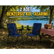 Dekozum Holiday Kamp Sandalyesi Piknik Katlanır Bardaklıklı Plaj Sandalyesi 2 Adet Lacivert