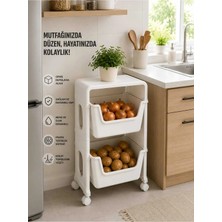 Dekozum Minibox Soğan Patetes Sepeti Mutfak Rafı Sebzelik Mutfak Rafı 2 Katlı Beyaz