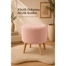 Dekozum Dublin Etna Nil Peluş Krem Çok Amaçlı Dekoratif Pufkoltuk