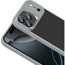 Zipax iPhone 18 Pro Kılıf M-Safe Şarj Karbon Fiber Görünümlü Silikon Zr-Truva