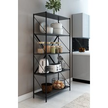 Dekozum Stone 5 Raflı Metal Mutfak Düzenleyici Raf Metal 5 Raflı Kitaplık Mutfak Rafı Baharatlık