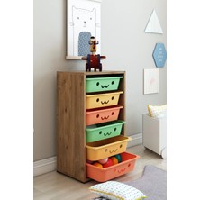 Dekozum Kids 6 Sepetli Çok Amaçlı Dolap, Mutfak Dolabı, Çocuk Oyuncak Dolabı, Oyuncak Organizer