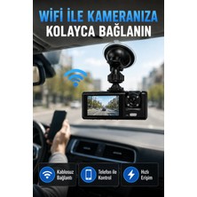 Alkasaz Çift Kameralı Wifi Araç Kamerası 170° Geniş Açı Full Hd Araç Içi Kayıt Sistemi