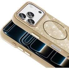 Zipax iPhone 18 Pro Max Kılıf M-Safe Şarj Özellikli Parlayan Simli Zr-Okso