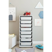 Dekozum Kids 8 Sepetli Oyuncak Dolabı Organizer Saklama Depolama Box Beyaz Beyaz