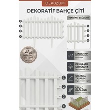 Dekozum Flora 2 Adet Bahçe Çiti Dekoratif Plastik Esnek Beyaz Çit