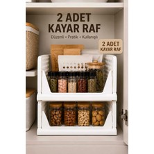 Dekozum Rayflex Kayar Raf Sistemi, Dolap Içi Düzenleyici Çekmece ve Organizer Çok Amaçlı Mutfak Rafı 2 Adet Beyaz