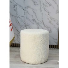 Dekozum Dublin Etna Nil Peluş Krem Çok Amaçlı Dekoratif Pufkoltuk