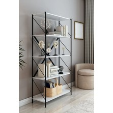 Dekozum Stone Metal Kitaplık Ofis Kitaplık Çok Amaçlı Dekoratif Raf Stand 150 cm