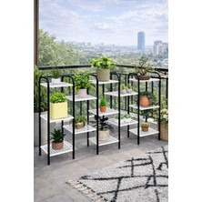 Dekozum Metal Çiçeklik ve Saksı Standı Raflı Bitki Rafı, Bahçe ve Balkon Için Modern Saksılık Dolap