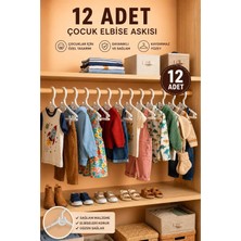 Dekozum Mini Smile Bebek Askısı Çocuk Askısı Elbise Akısı Tişört Gömlek Dolap Askı BEYAZ12 Adet