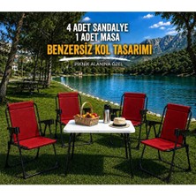 Dekozum Holiday Kamp Seti Kamp Sandalyesi Kamp Masası Katlanır Kamp Piknik Seti 4 Sandalye 1 Masa
