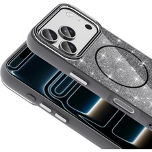 Zipax iPhone 18 Pro Kılıf M-Safe Şarj Özellikli Parlayan Simli Zr-Okso