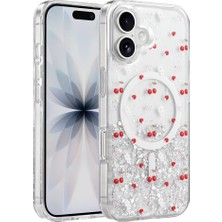 Zipax Apple iPhone 18 Uyumlu Kılıf Magesafe Özellikli Desenli Işıltılı Azn-Ong-Misk