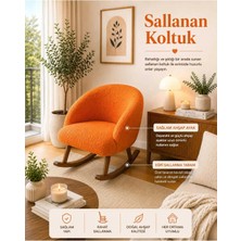 Dekozum Siena Sallanan Koltuk Berjer Koltuk Tedy Kumaş Ahşap Ayaklı Sallanan Koltuk Turuncu