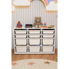 Dekozum Kids 12 Xxlarge Sepetli Oyuncak Dolabı Oyuncak Organizer Çok Amaçlı Dolap
