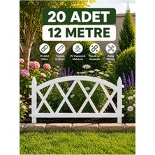 Dekozum Greenflex Plastik Bahçe Çiti Bahçe Dekorasyon Çiti Panel Çit Çiçek Koruma Çiti Beyaz