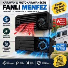 12V Çift Fanlı Kış Kapaklı Sineklikli Karavan Buzdolabı ve Akü Odası Havalandırma Menfezi " Siyah "