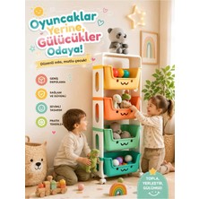 Dekozum Jerry 4 Katlı Oyuncak Dolabı, Oyuncak Organizeri, Sepetli Oyuncak Dolabı Rengarenk