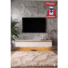 Dekozum Pureline Tech LED Işıklı Tv Ünitesi 180 cm - Modern Tv Sehpası - Beyaz