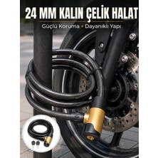 Alkasaz Güçlü Çelik Halat Yapısıyla Motosiklet, Bisiklet ve Scooter Için Güvenli Kilit