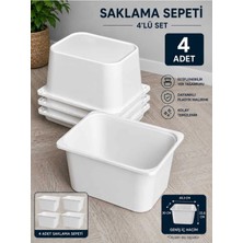 Dekozum Oyuncak Dolabı Sepeti Saklama Kutusu Oyuncak Sepeti Çok Amaçlı Dolap Sepeti Beyaz 4 Adet