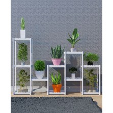 Dekozum Işıl 10 Raflı Plastik Beyaz Saksılık Dekoratif Çiçeklik Saksı Standı 31222_K_B
